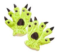 Flannel Cartoon One Pajamas Animal Dinosaur Gloves Panda Cow Five Fingers Animal Gloves Mittens for Women Cold Weather Insulated (G, Average size/adult)
