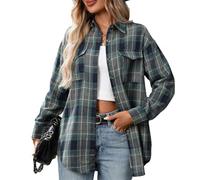 Flannel Checked Shirts Womens Classic Long Sleeve Plaid Shirt Blouse V Neck Button Down Ladies Regular-Fit Checked Shirt with Pocket Office Business Wine Navy Soft Homewear T-Shirt L XL XXL 3XL 4XL