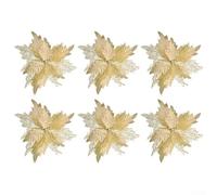 Flannel Christmas Tree Picks Set of 6 with Glitter Highlights, Crafted for Adding For Festive Flair to Christmas Trees and Wreaths (Gold)