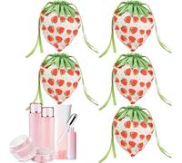 Flannel Crampon Bag - Cartoon Strawberry Print Tote Bags Reusable Candy Treat Party Favor with Sturdy Material, Cute Bag Design for Em