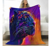 Flannel Double Size Blanket for Boys Girls Kids 71 × 88 inch, Soft Warm and Fluffy Sofa Bed Elegant Neon Animal Leopard Printed Throw Blanket - Purple Blankets for Couch Office