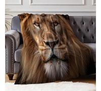 Flannel Fleece Bed Blanket Throw Blanket Close-up of a lion's face Plush Microfiber Blanket for Bedroom Living Room Sofa Couch