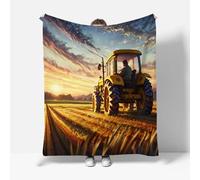 Flannel Fleece Blanket 130×150 cm, Fluffy Blanket Tractor Car Pattern Vivid 3D Print, Throw Blanket Microfiber Comfortable and Soft, Suitable for Sofa Throw, Car Cover Blanket, Office Nap Blanket