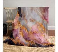 Flannel Fleece Blanket 200x240cm Marble All Season Fluffy Throw Blanket Abstract Rock Surface Cosy Warm Throw for Bed Sofa Couch Car Home, Pink