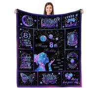 Flannel Fleece Blanket 8 Year Old Girls 8th B'day Perfect for Birthday Gifts and Decorations Throw Blankets
