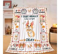 Flannel Fleece Blanket Corgi Soft Cozy Dog Gift for Lovers Super Plush Warm Welsh Dogs Stuff Women Girls Lightweight Gift for Kids Adults Throw Blankets