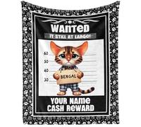Flannel Fleece Blanket Custom Bengal Cute Bengal Cat Themed Stuffed Soft Nap for Kids Boys Girls Women Men Bengal Lovers Throw Blankets