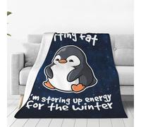 Flannel Fleece Blanket Cute Penguin Funny Penguin Decor Penguin Gifts for Girls Boys Super Warm Soft Plush Lightweight Winter Couch Bedding for Kids Adults Wo Blankets