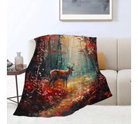 Flannel Fleece Blanket Deer Fall Red Animal Decor Super Cozy Plush Lightweight Soft Plush Sika Deer Gifts for Girls Boys Kids Women Men ofa Bed Couch Throw Bl Blankets