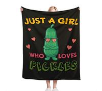 Flannel Fleece Blanket Dill Pickle Gifts Pickle for Women Funny Pickle Lovers Gifts for Birthday Christmas Food Vegetarian Pickles Themed Just AGirl Who Loves Blankets