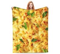 Flannel Fleece Blanket Mac and Cheese Funny Macaroni Pasta Real Food Gifts for Kids Adults Lightweight Soft Cozy ofa Couch Bed Chair Room Birthday Decor Throw Blankets