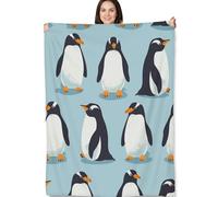 Flannel Fleece Blanket Penguin Pattern Cute Arctic-Themed with Adorable Penguin Design Soft Cozy Lightweight for Animal Lovers and Kids Throw Blankets