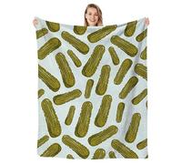 Flannel Fleece Blanket Pickle - Salty Pickled Cucumbers Food Green Funny Gifts for Pickle Lovers Women Kids Soft Plush Bed for Throw Blankets