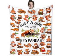 Flannel Fleece Blanket Red Panda Plush Gifts Just A Girl Who Loves Red Panda Ultra Soft Cozy Bedding for Kids Girls Adults Women Gifts Throw Blankets