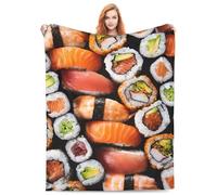 Flannel Fleece Blanket Sushi Roll Real Japanese Food Kawaii Colorful Gifts for Kids Adults Lightweight Soft Cozy ofa Couch Bed Chair Room Birthday Decor Throw Blankets