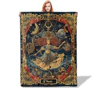 Flannel Fleece Blanket Tarot Mystical Tarot for Living Room Bedroom Decor Soft Polyester Warm Cozy Gifts for Tarot Lovers Throw Blankets