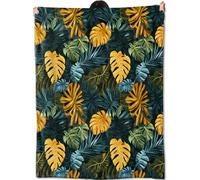 Flannel Fleece Blanket Tropical Leaf Gifts for Kids Women Adult Girls Lush Botanical Soft Comfy Lightweight for Home Couch Bed Sofa Boho Decor Green Foliage A Blankets