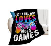 Flannel Fleece Blanket Video Games for Girls Woman Just A Girl Who Loves Video Games Soft Warm Girls Gamer Decor Gifts for Game Room Teens Adults Couch Sofa B Blankets