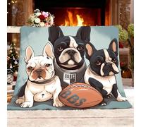 Flannel Fleece King 180x200cm Cute French Bulldog Warm Blankets Blanket Soft Fluffy Easy Care Ma Grey Throw Blanket For Chair Bed Dorm Bedroom Home Women Man