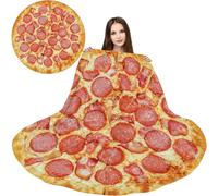 Flannel Fleece Pizza Wrap Round Throw Blanket - Funny Realistic Food Novelty Pizza 150CM