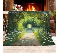 Flannel Fleece Single 130x150cm Garden Road White Daisies Florals Warm Blankets Blanket Soft Fluffy Easy Care Ma Green Throw Blanket For Chair Bed Dorm Bedroom Home Women Man