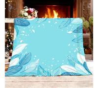 Flannel Fleece Single 130x150cm Hand-Drawn Plant Leaf Feather Warm Blankets Blanket Soft Fluffy Easy Care Ma Green Throw Blanket For Chair Bed Dorm Bedroom Home Women Man