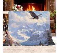Flannel Fleece Small Single 100x130cm Alpine Animal Flying Eagle Warm Blankets Blanket Soft Fluffy Easy Care Ma Blue Throw Blanket For Chair Bed Dorm Bedroom Home Women Man