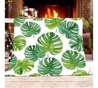 Flannel Fleece Small Single 100x130cm Watercolor Monstera Leaves Warm Blankets Blanket Soft Fluffy Easy Care Ma White Throw Blanket For Chair Bed Dorm Bedroom Home Women Man