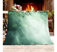Flannel Fleece Super King 180x220cm Abstract jungle Mist Tree Shadows Warm Blankets Blanket Soft Fluffy Easy Care Ma Green Throw Blanket For Chair Bed Dorm Bedroom Home Women Man