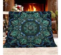Flannel Fleece Super King 180x220cm Gorgeous Mandala Warm Blankets Blanket Soft Fluffy Easy Care Ma Blue-Green Throw Blanket For Chair Bed Dorm Bedroom Home Women Man