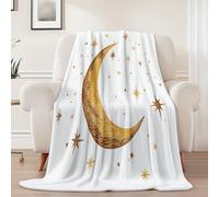 Flannel Fleece Throw Blanket 100 x 130 cm, Soft Fluffy Minimalism Cute Doodles Stars Print Sofa Blanket for All Season - Warm Lightweight Blankets for Bed White Blanket for Women Mens Kids