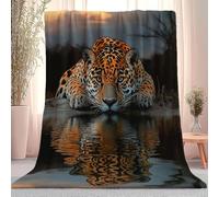 Flannel Fleece Throw Blanket Animal jaguar dusk, Soft Warm Dark grey Printed Blanket, for Kids Teens or Adults Lightweight Cozy, for All Seasons 70 x 100 cm
