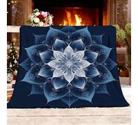 Flannel Fleece Throw Blanket Baby size 100x130cm, Soft Fluffy Bohemian Mandala Pattern Sofa Blanket for All Season, Warm Lightweight Blankets for Bed, blue Blankets for Women Mens Kids
