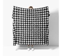 Flannel Fleece Throw Blanket Baby size 100x130cm, Soft Fluffy Houndstooth Pattern Sofa Blanket for All Season, Warm Lightweight Blankets for Bed, Black Blankets for Women Mens Kids