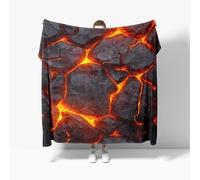 Flannel Fleece Throw Blanket Baby size 70x100cm, Volcano Lava Pattern Soft Fluffy Sofa Blanket for Kids Girls Boys, Black and Red Warm and Lightweight Bed Blankets for All Season