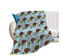Flannel Fleece Throw Blanket Brown Kiwi Kiwi Fruits Pattern Light Weight Home Blanket for Birthday Gifts Cozy Warm Camping Blanket for Women Men 40"x30"