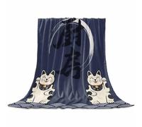 Flannel Fleece Throw Blanket Cute Cat Soft Microfiber Lightweight for Bed Couch Sofa Japanese Style Animal Wave Pattern All Season Warm Decorative Accent Washable