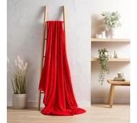 Flannel Fleece Throw Blanket Fluffy Super Soft Warm for Bed Sofa Couch Chair Lightweight and Cozy Solid Design Throw (Red, 200 x 240 cm)