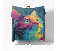 Flannel Fleece Throw Blanket for Sofa, 3d Creative Cat Soft Fluffy Velvet Sofa Blanket Colorful Blanket Throw Boys Bedding Kids Teens Single 130x150cm