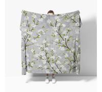 Flannel Fleece Throw Blanket for Sofa, Watercolor Floral Marble Soft Fluffy Velvet Sofa Blanket Grey Blanket Throw Boys Bedding Kids Teens Single 130x150cm
