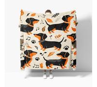 Flannel Fleece Throw Blanket king Size 180x200cm, Cute Cartoon Dachshund Soft Fluffy Sofa Blanket for Adults Kids, Light Color Warm and Lightweight Bed Blankets for All Season