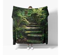 Flannel Fleece Throw Blanket king Size 180x200cm, Jungle Stone Steps Soft Fluffy Sofa Blanket for Adults Kids, Natural Scenery Warm and Lightweight Bed Blankets for All Season