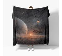 Flannel Fleece Throw Blanket king Size 180x200cm, Sci-Fi Starry Sky Theme Soft Fluffy Sofa Blanket for Adults Kids, Black Warm and Lightweight Bed Blankets for All Season