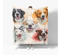 Flannel Fleece Throw Blanket Single 130x150cm, Cute Animal Dog Print Soft Fluffy Sofa Blanket for Kids Girls Boys, Multicolor Warm and Lightweight Bed Blankets for All Season