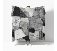 Flannel Fleece Throw Blanket Small Single 100x130cm, Cozy Plush Bedspreads Blankets for Bed Couch, Shabby Geometric Marble Soft Versatile Throw Blanket Gift for Women & Children, Light Gray