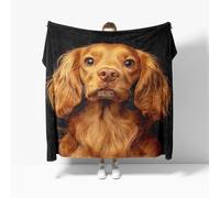 Flannel Fleece Throw Blanket Small Single 100x130cm, Lightweight Cozy Plush Bedspreads Blankets for Bed Couch, Cute Golden Cocker Spaniel Pattern Soft Throw Blanket Gift for Women & Children, Black