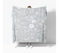 Flannel Fleece Throw Blanket Small Single 100x130cm, Lightweight Cozy Plush Bedspreads Blankets for Bed Couch, Simple Floral Pattern Soft Versatile Throw Blanket Gift for Women & Children, Light Gray