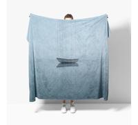 Flannel Fleece Throw Blanket Small Single 70x100cm, Soft Fluffy Lonely Boat Art Pattern Sofa Blanket for All Season, Warm Lightweight Blankets for Bed, Grey Blankets for Women Mens Kids