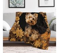 Flannel Fleece Throw Blanket, Soft Cozy Fuzzy Yorkshire Terrier in The Cave Blankets for Women Men, Lightweight Plush Warm, Machine Washable Bed Blankets for Couch Sofa Chair Office All Season 30x40