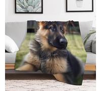 Flannel Fleece Throw Blanket Soft Warm Bedtime Blanket Lightweight & Breathable Custom Office German Shepherd Puppy Nap Blankets for Sofa Bed Travel Camping Home Decor 60X80